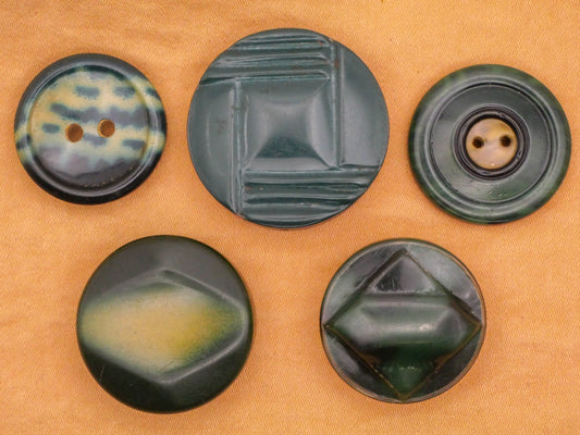 Peacock Blue Green Celluloid Early Plastic Button Various 22-28mm