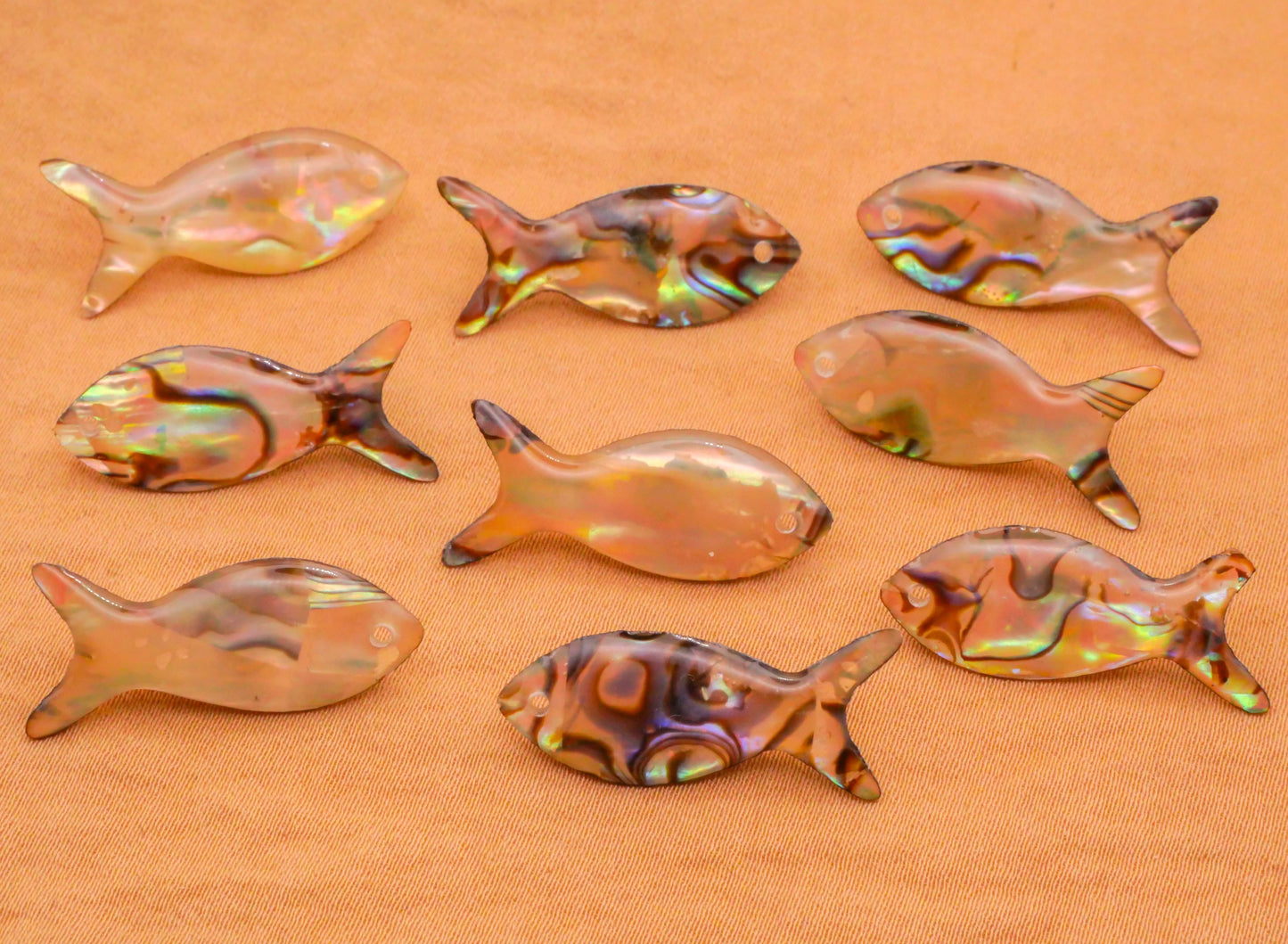 Fish Mother of Pearl Look Plastic Pair of Buttons 10x25mm