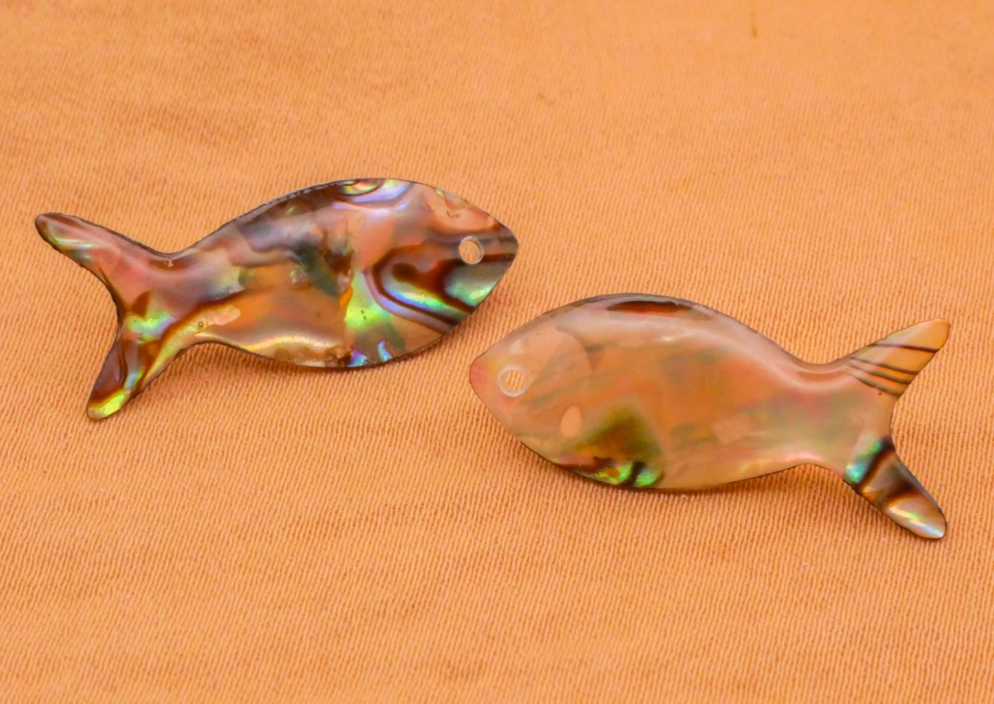 Fish Mother of Pearl Look Plastic Pair of Buttons 10x25mm
