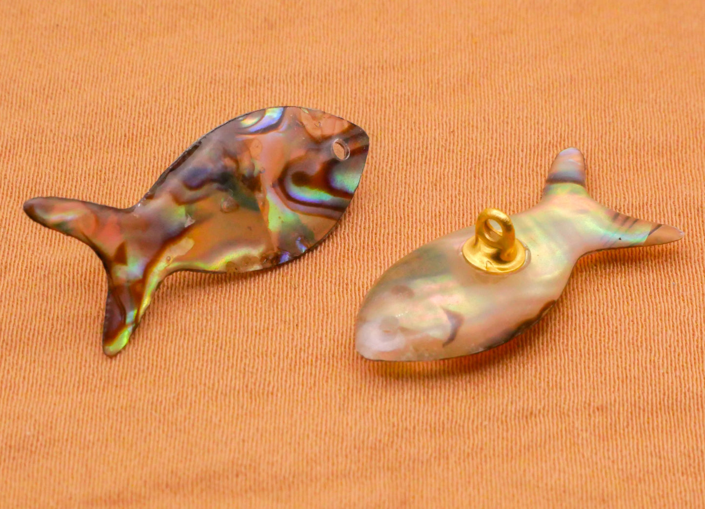 Fish Mother of Pearl Look Plastic Pair of Buttons 10x25mm