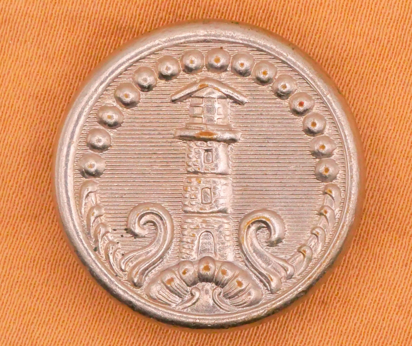 Lighthouse Waves Nautical Silver Metal Button 23mm