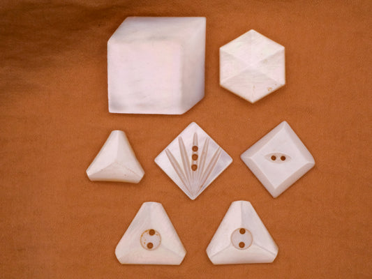 Geometric Mother of Pearl Antique Button Various 17-28mm
