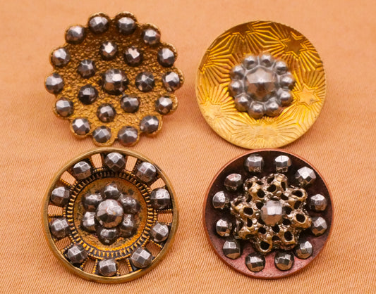 Steel-Cut Brass Metal Celestial Victorian Button Various 17-19mm