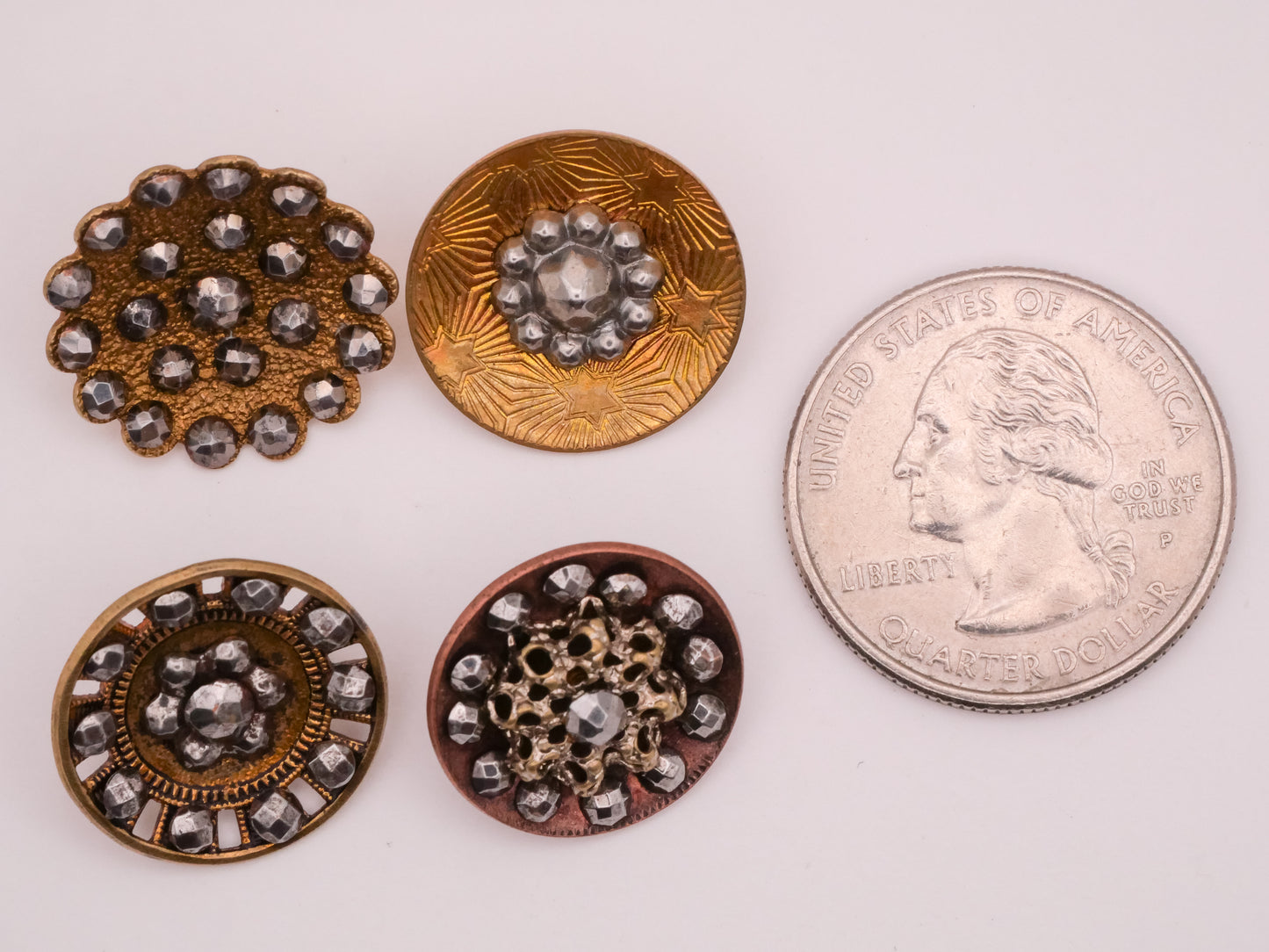 Steel-Cut Brass Metal Celestial Victorian Button Various 17-19mm