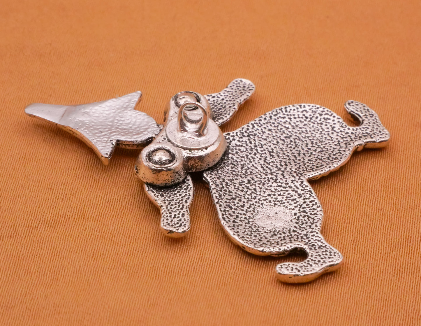 Clown Jester Moveable Silver Metal Large Button 31x41mm