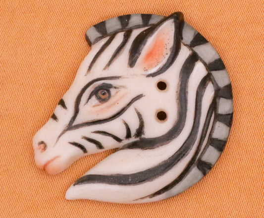 Zebra Circus Safari Hand-Painted Porcelain Ceramic Large Button 28x29mm