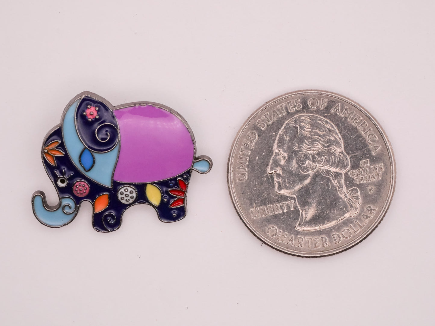 Elephant Patchwork Enamel Metal Button Various 21x26mm