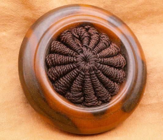 Animal Print Early Plastic Fabric Thread Design Large Vintage Button 45mm