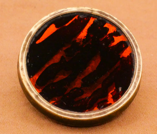 Tiger Stripe Amber Glass Brass Metal Drum Button 26mm