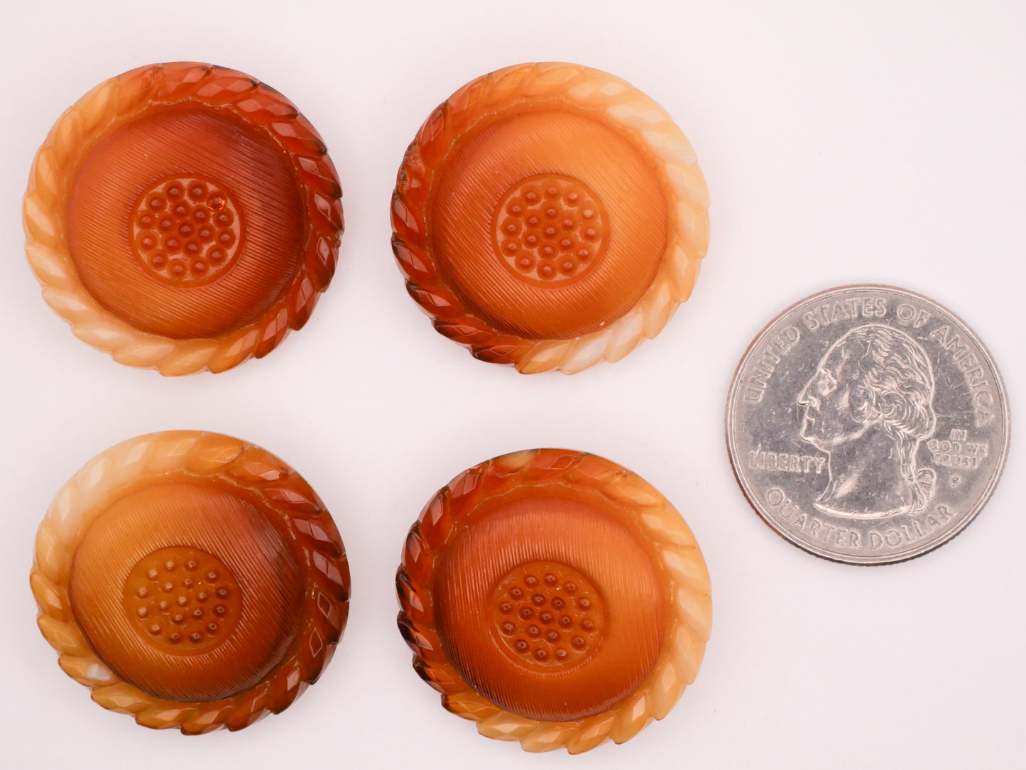 Dip Dye Look Amber Caramel Rope Edge Vintage Glass Button Various 27mm