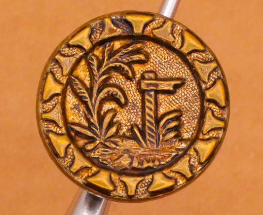 Sign Mile Marker Landscape Victorian Picture Metal Button 16mm