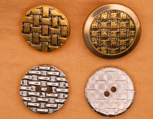 Basketweave Woven Look Vintage Metal Button Various 19-22mm