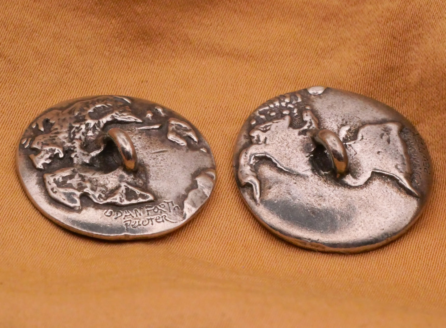 Earth Globe Double-Sided Danforth Pewter Metal Button Various 23mm
