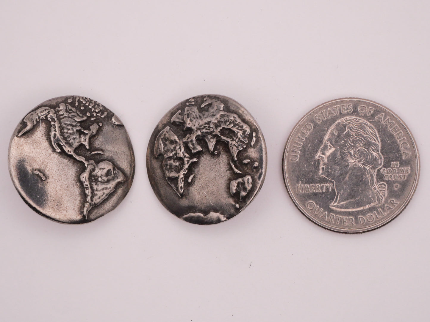Earth Globe Double-Sided Danforth Pewter Metal Button Various 23mm