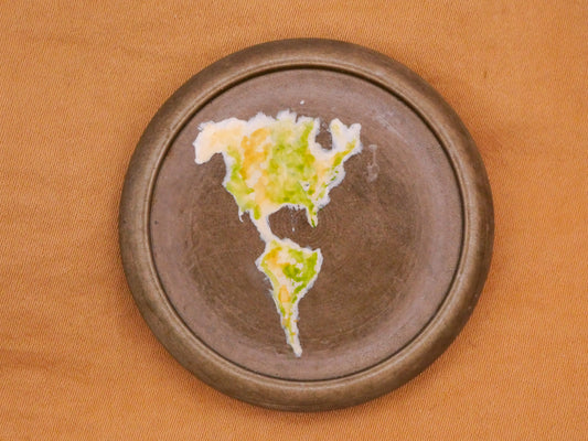 Earth Globe Americas Hand-Painted Large Plastic Nancy Breslawski Studio Button 43mm