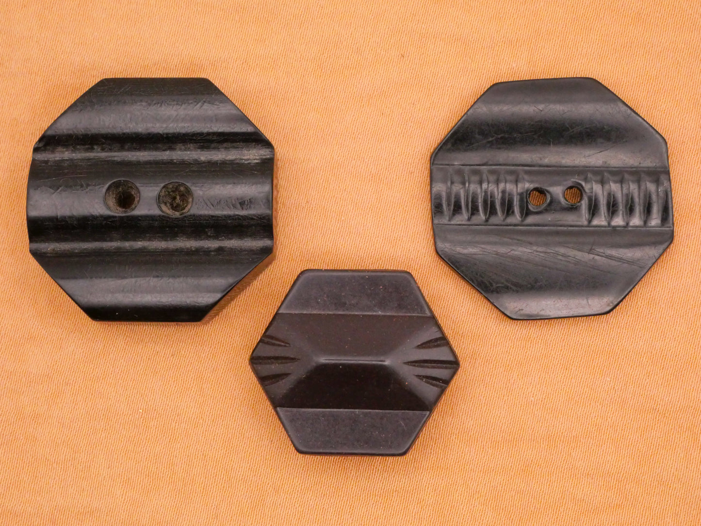 Polygon Hexagon Octagon Black Early Plastic Button Various 20-28mm