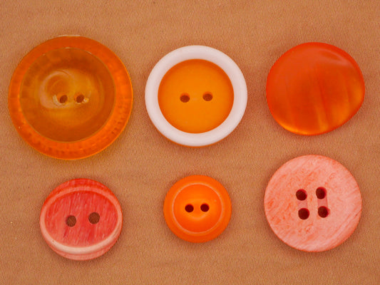 Orange Vintage Plastic Button Various 12-23mm