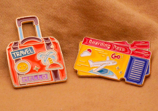 Travel Suitcase Luggage or Ticket Boarding Pass Enamel Metal Button Various 14-25mm
