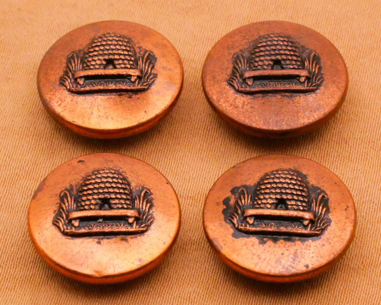 Bee Hive Copper Look Metal Vintage Button Various 16mm
