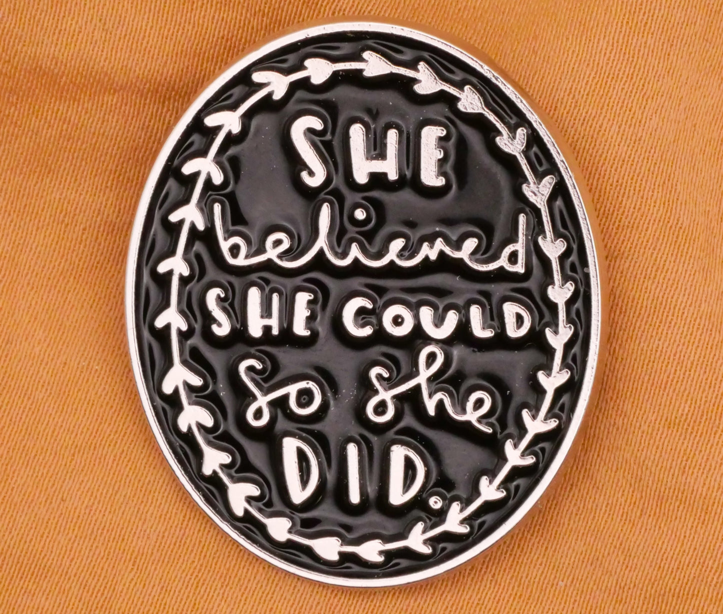 She Believed She Could So She Did Enamel Metal Large Button 28x33mm