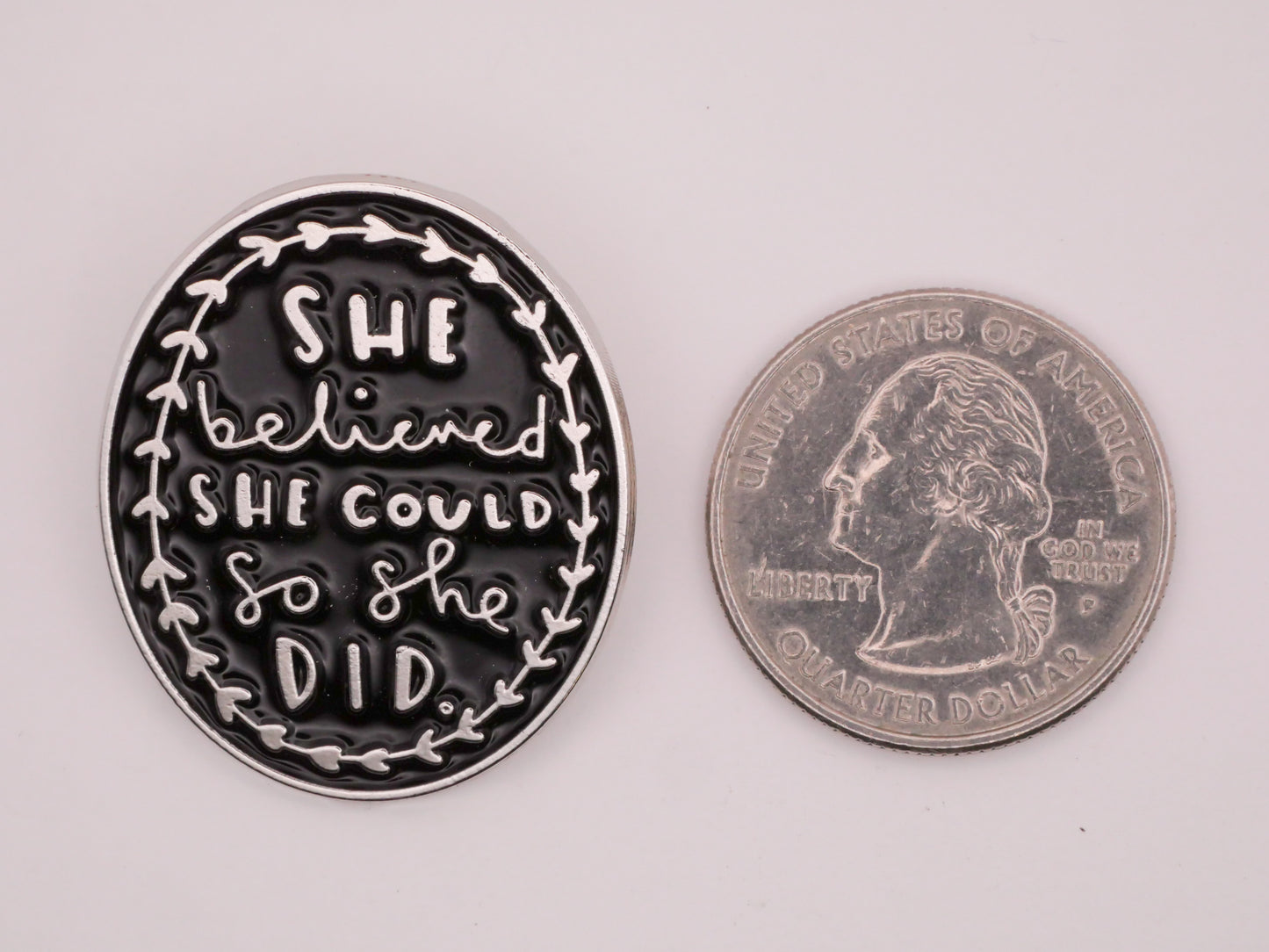 She Believed She Could So She Did Enamel Metal Large Button 28x33mm
