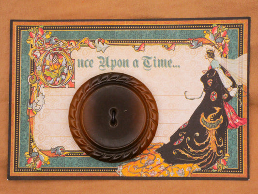 Once Upon A Time Brown Celluloid Early Plastic Large Carded Button 38mm
