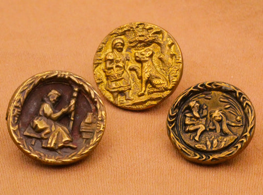 Storybook Folklore Victorian Picture Metal Button Various 15-16mm