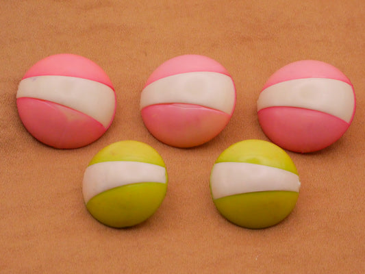 Mod Retro Pink or Green Vintage Early Plastic Button Various 18-21mm