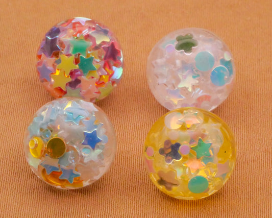 Star Glitter Resin Plastic Assorted Set of Four Buttons 12mm