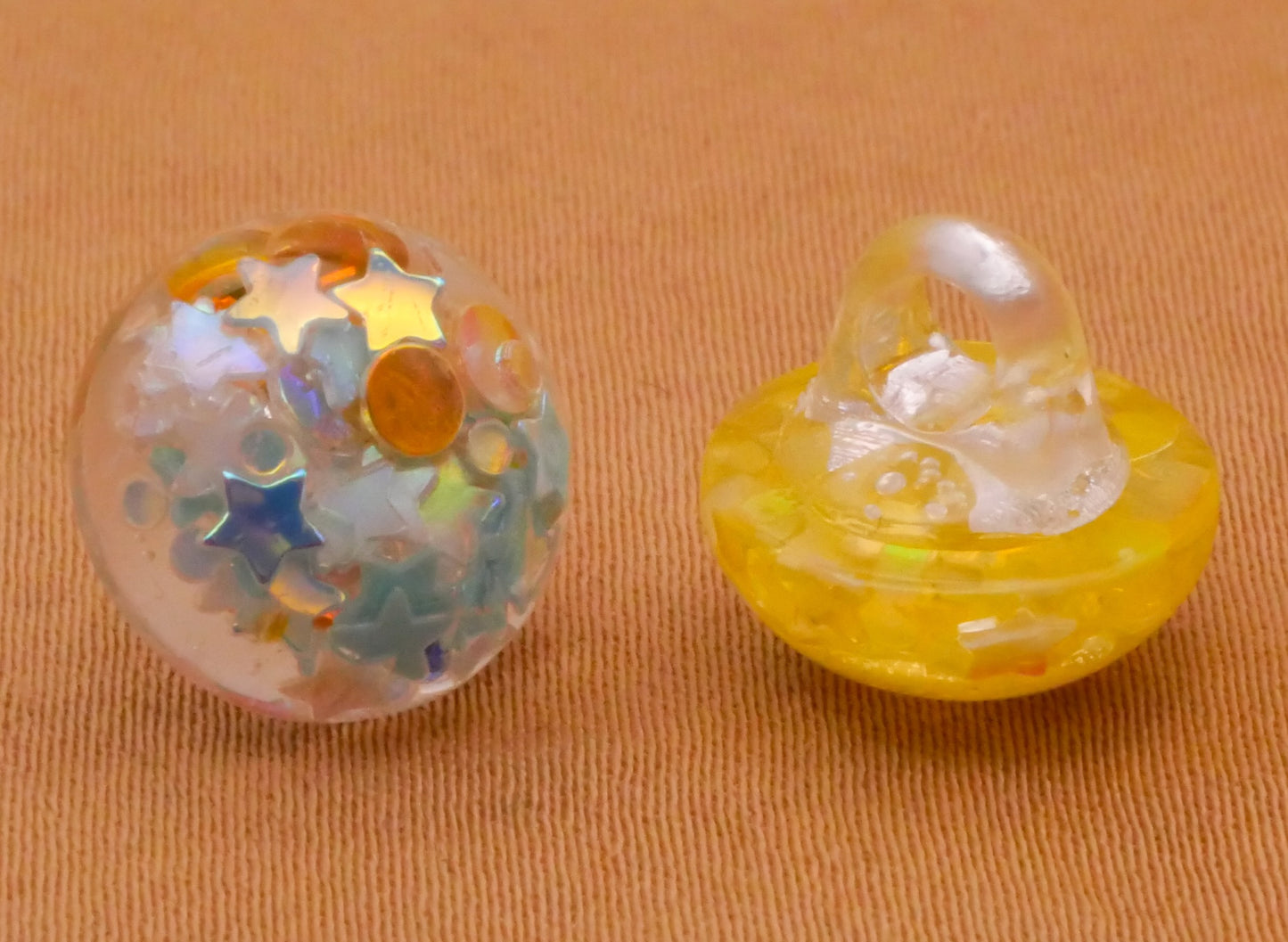 Star Glitter Resin Plastic Assorted Set of Four Buttons 12mm