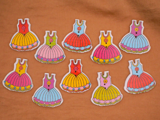 Party Dress Fashion Colorful Wood Assorted Set of Ten Buttons 29x30mm