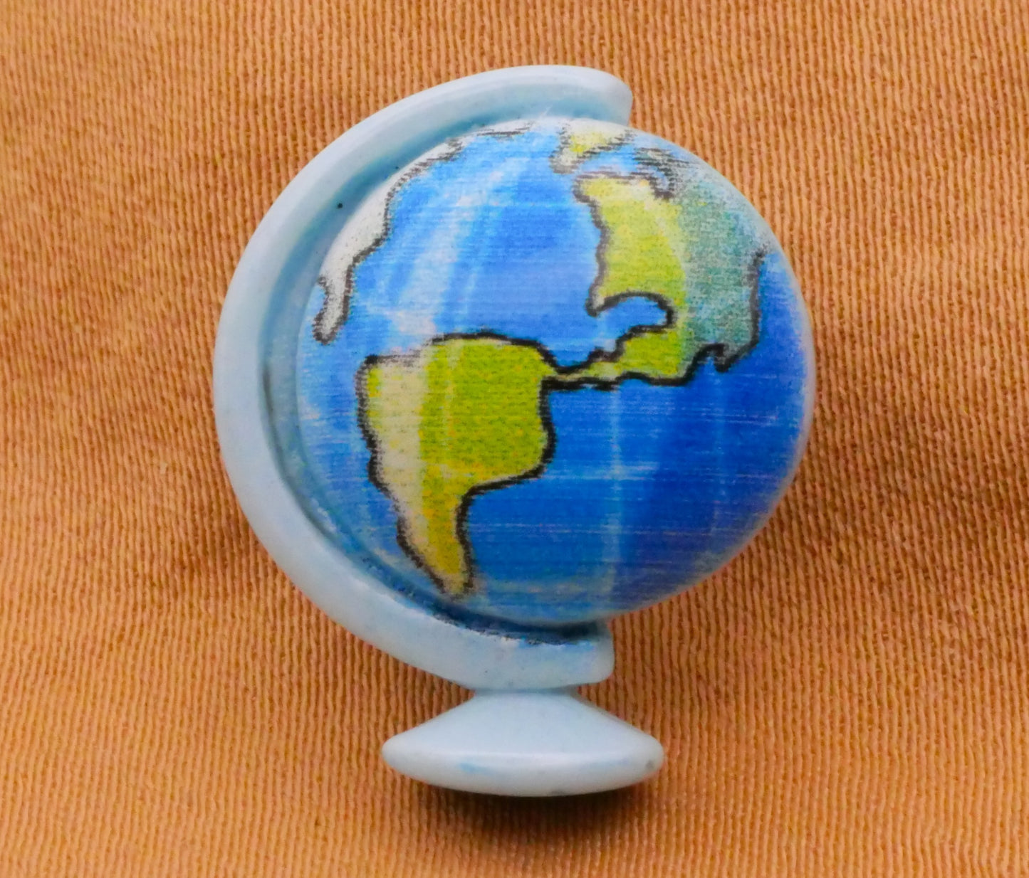 Globe Earth Blue Plastic Pair of Buttons 16x20mm