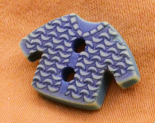 Sweater Texture Blue Plastic Sew-Thru Button 14x20mm