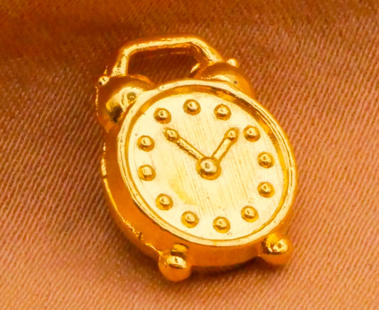 Alarm Clock Watch Face Gold Metal Button 10x13mm
