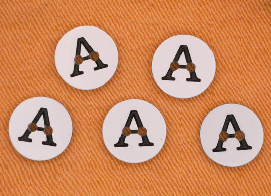 Straight A's Letter A Plastic Set of Five Buttons 13mm