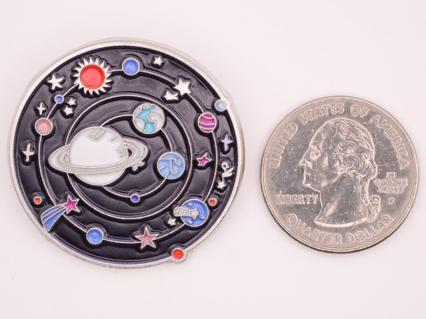 Solar System Outer Space Planets Enamel Metal Large Button 36mm