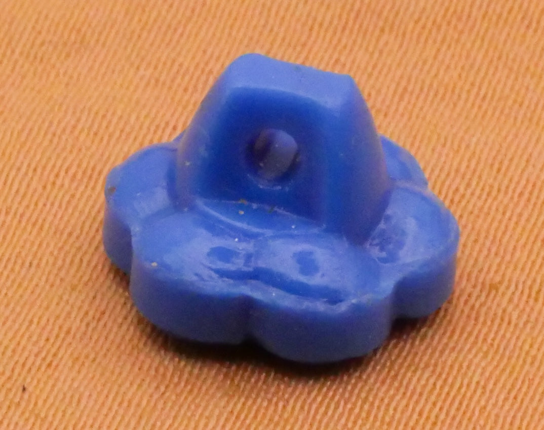 Blue Flower Rhinestone Vintage Glass Carded Button 11mm