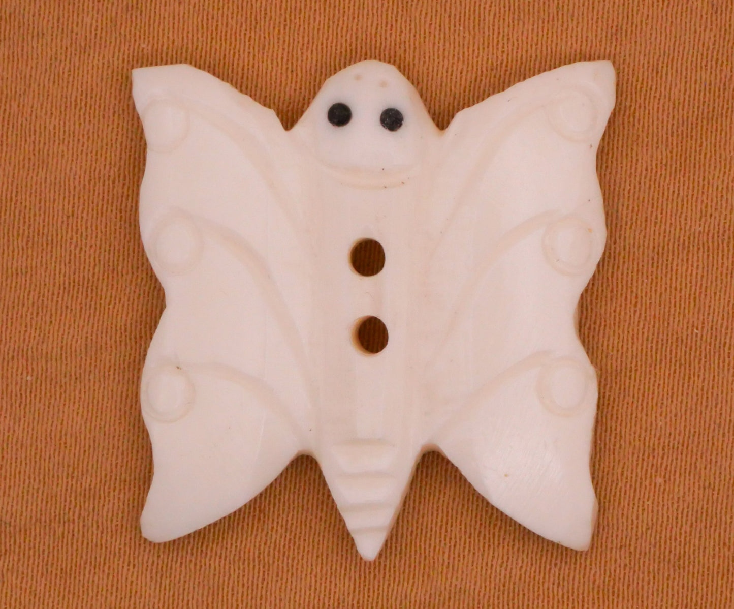 Butterfly Moth Carved Bone Horn Sew-Thru Button 24x26mm