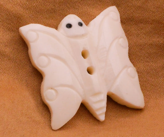 Butterfly Moth Carved Bone Horn Sew-Thru Button 24x26mm