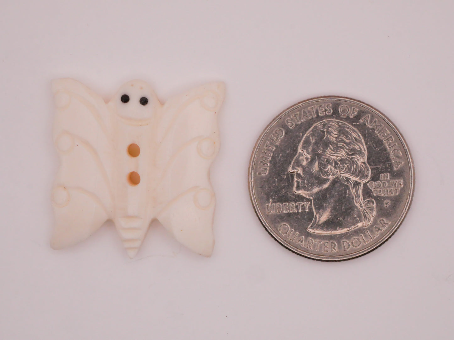 Butterfly Moth Carved Bone Horn Sew-Thru Button 24x26mm