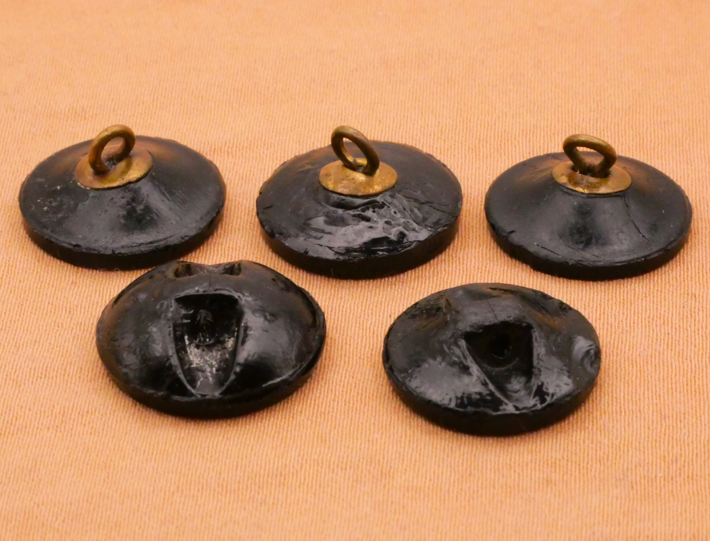 Bird Scene Mirror Finish Antique Black Glass Button Various 15mm