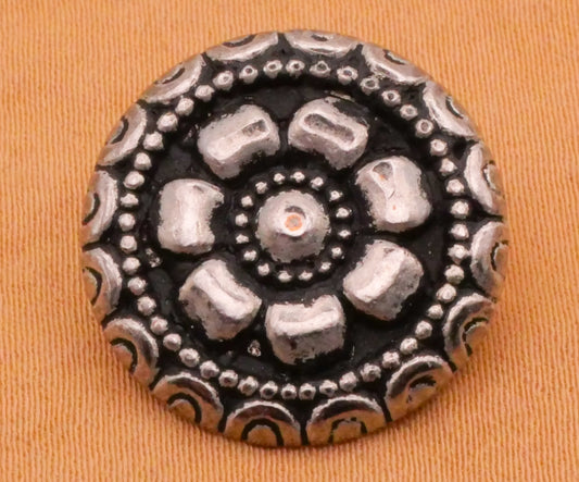 Flower Scallop Lace Silver Metal Button 20mm