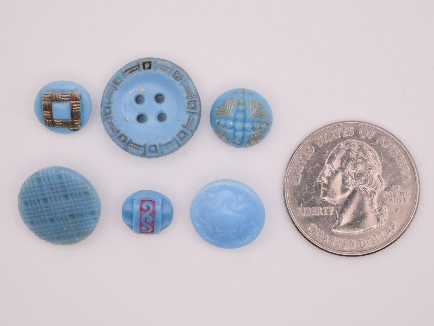 Baby Blue Aquamarine Vintage Glass Button Various 9-18mm
