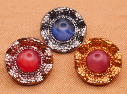 Red or Blue Luster Moonglow Vintage Glass Button Various 18mm