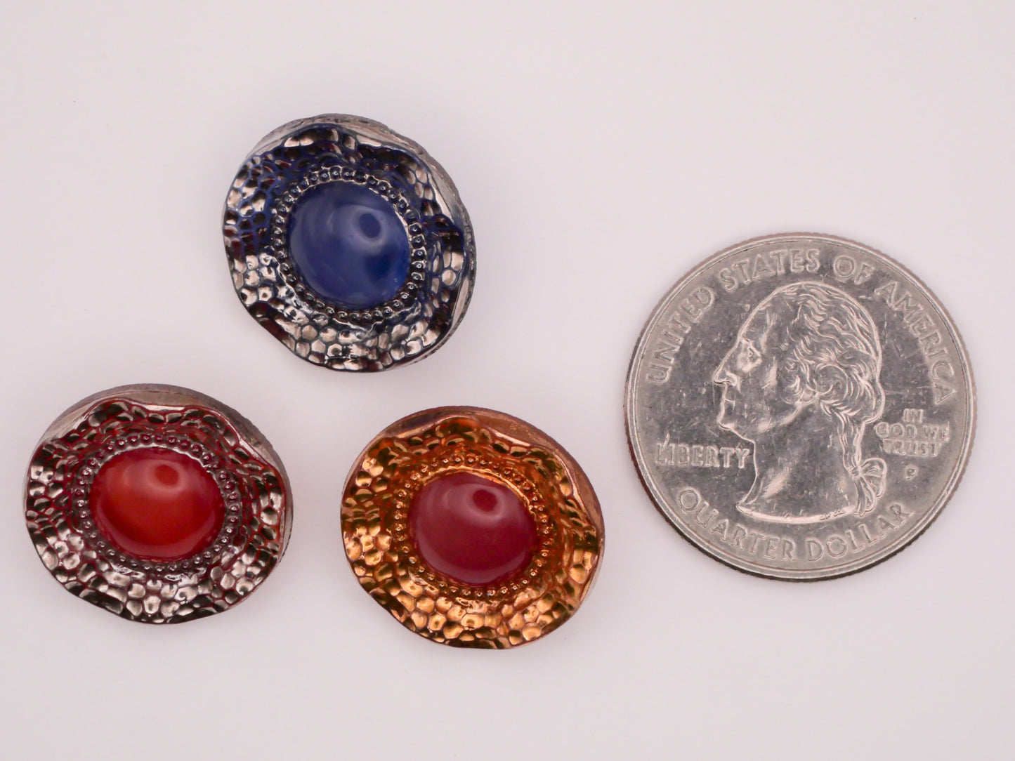 Red or Blue Luster Moonglow Vintage Glass Button Various 18mm