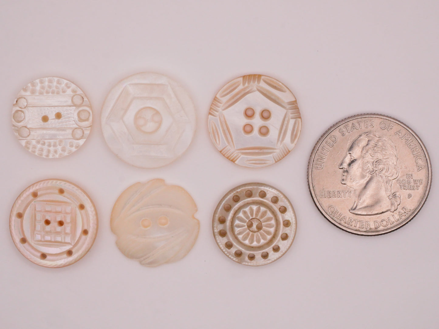 Mother of Pearl Carved Pierced Shell Button Various 16-19mm