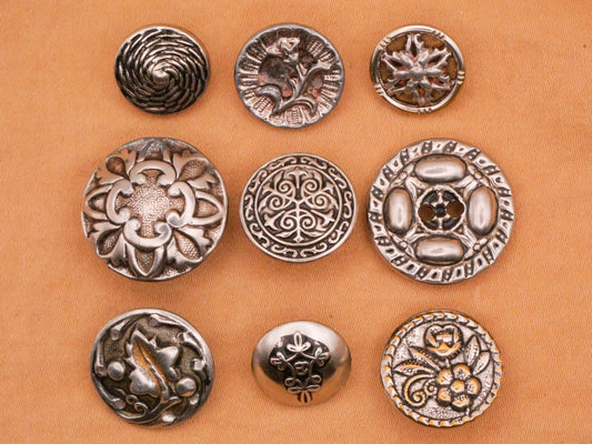 Silver Metal Vintage or Antique Button Various 13-19mm