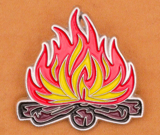 Campfire Flame Enamel Metal Large Button 35x36mm