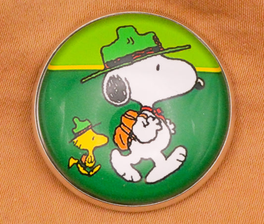 Beagle Scout Woodstock Snoopy Charlie Brown Peanuts Glass Silver Metal Button 27mm