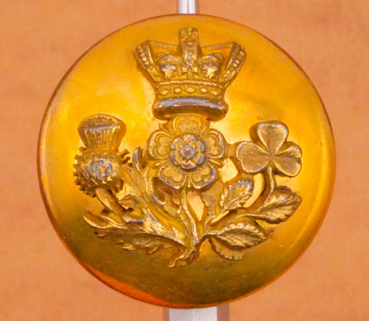 Crown Thistle Flower Clover Gold Metal Button 22mm
